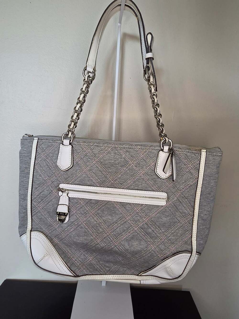 Coach Poppy Quilted Jersey Small Chain Tote Shoulder Bag